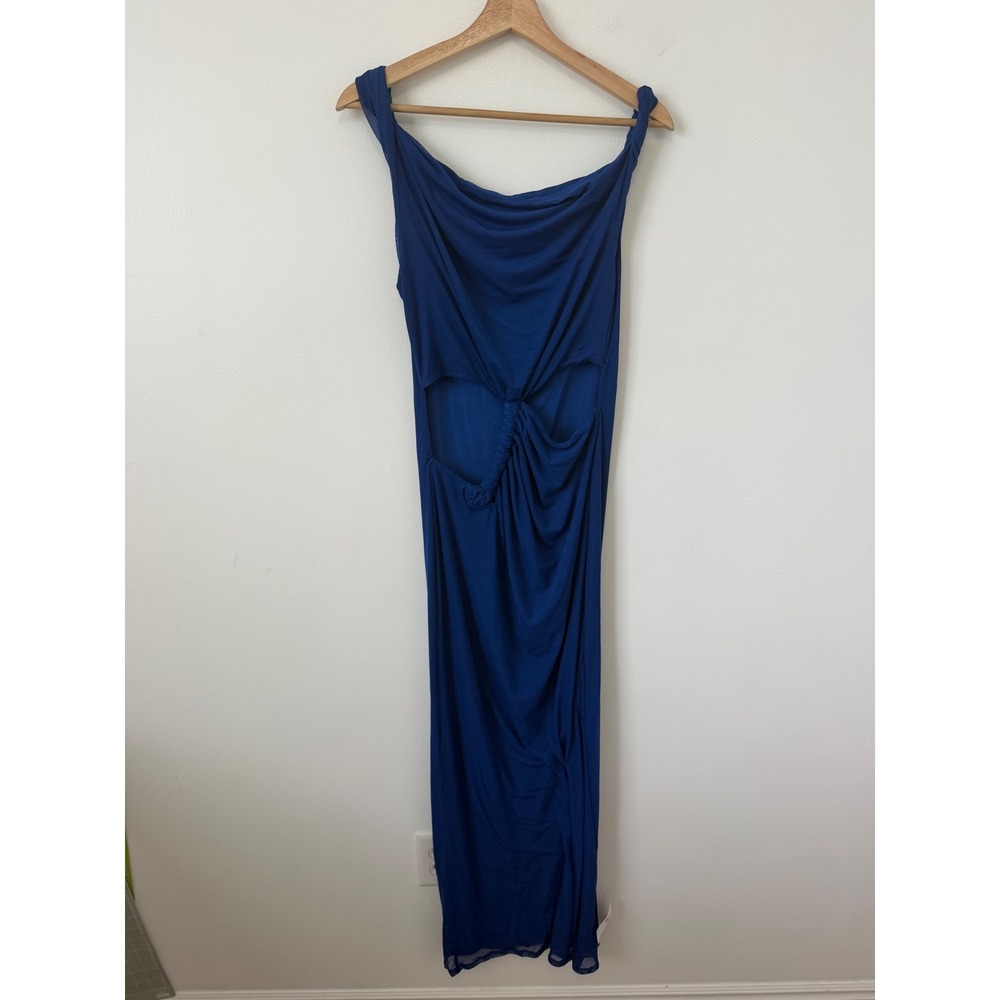 ASOS DESIGN Slinky Maxi Dress with Cut-Outs & Twist Detail – Blue US Size 8 NWT - Picture 2 of 5